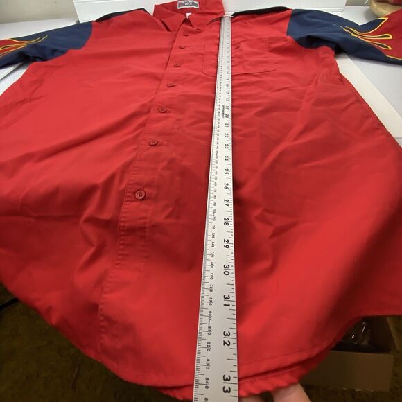 VTG Flames Western Bowling Fishing Button Up Red Shirt Mens Size XL Pro Wear One - Picture 10 of 13